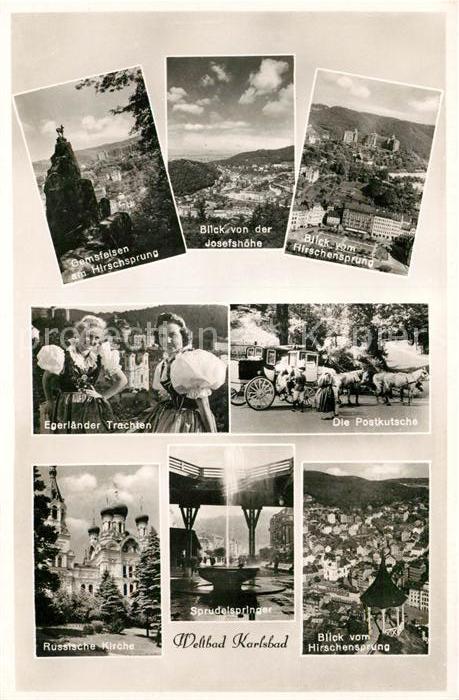 Karlsbad Eger Gemsfelsen Josefshoehe Blick vom Hirschensprung Egerlaender Tracht