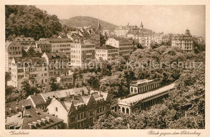 Karlsbad Eger Blick zum Schlossberg