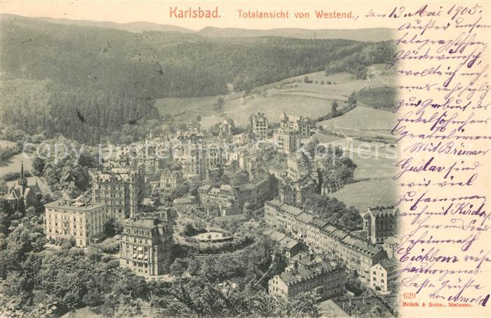 Karlsbad Eger Totalansicht vom Westend