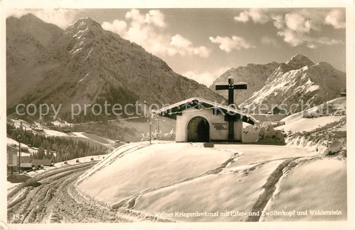 Walsertal Kleinwalsertal Walser Kriegerdenkmal mit Elfer und Zwoelferkopf und Wi