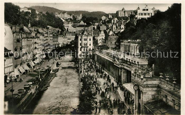 Karlsbad Eger Fliegeraufnahme Muehlbrunn-Kolonnade und Kreuzstrasse