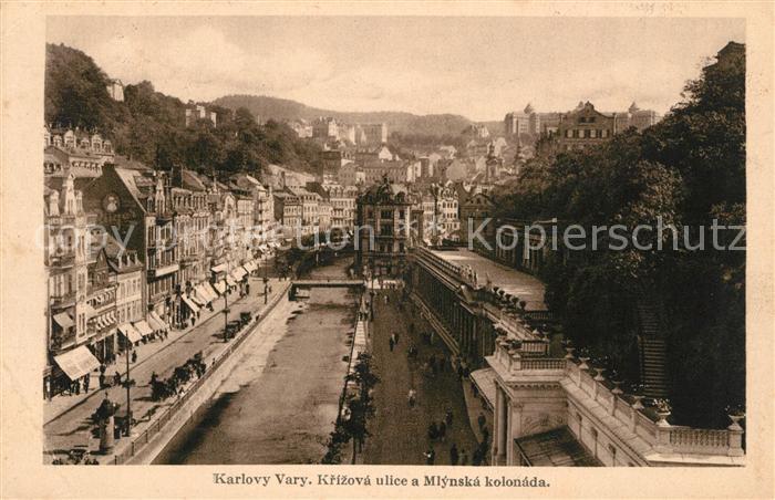 Karlovy Vary Krizova ulica a Mlynska kolonada