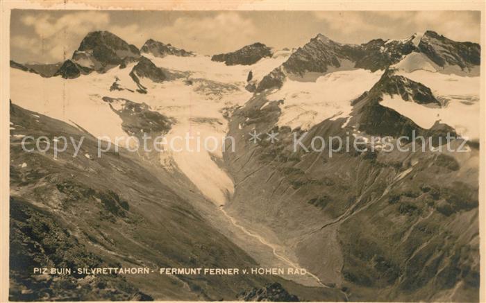 Piz-Buin Silvrettahorn und Fermunt Ferner vom Hohen Rad