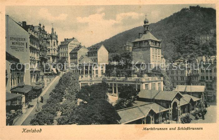 Karlsbad Eger Marktbrunnen und Schlossbrunnen