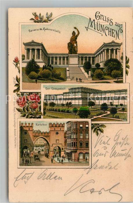 Muenchen Bayern Bavaria mit Ruhmeshalle Glaspalast Karlsthor