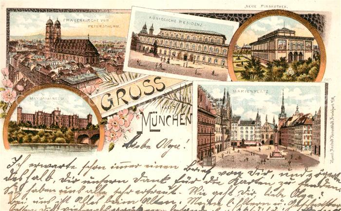 Muenchen Bayern Marienplatz Residenz Frauenkirche Peterskirche Maximilianeum