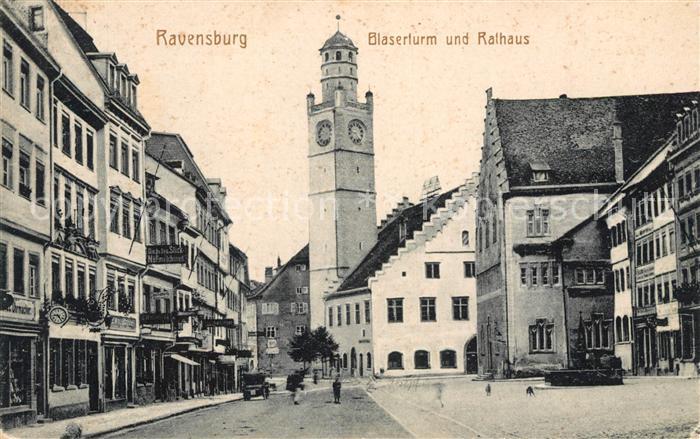 Ravensburg Wuerttemberg Blaserturm Rathaus Brunnen