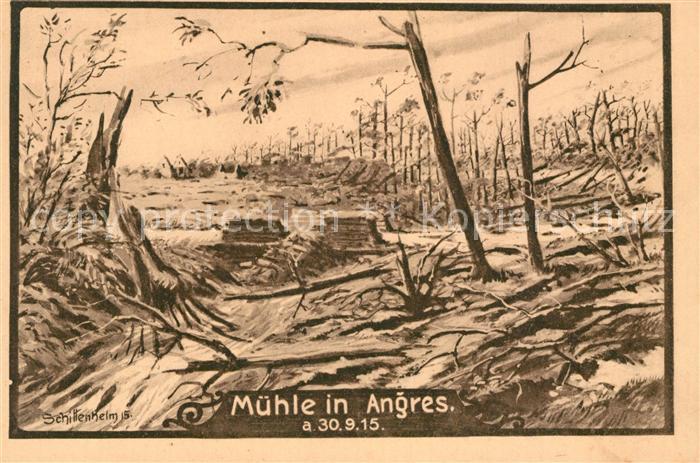 Angres Muehle Kuenstlerkarte Schittenheim Zerstoerungen