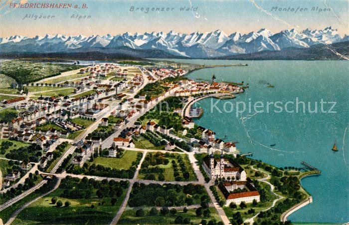 Friedrichshafen Bodensee Panorama mit Alpen