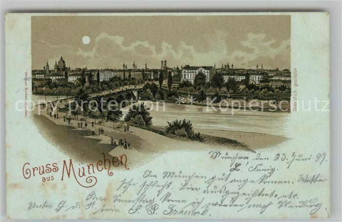 Muenchen Bayern Panorama Mondschein