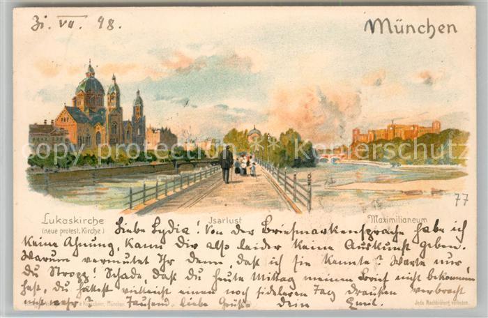 Muenchen Bayern Maximilianeum Lukaskirche K?nstlerkarte
