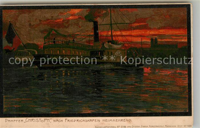 Friedrichshafen Bodensee Dampfer Christoph Heimkehrend K?nstlerkarte