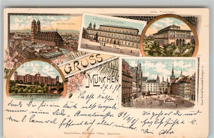 Muenchen Bayern Frauenkirche Petersturm K?nigliche Residenz Pinakothek