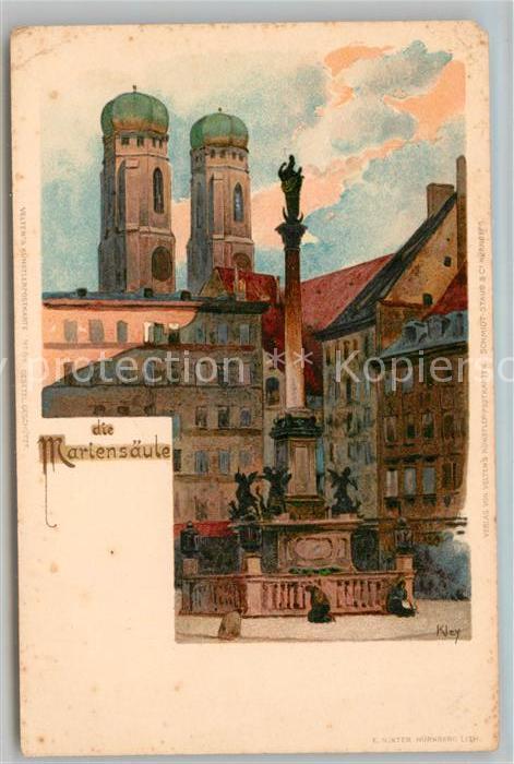 Muenchen Bayern Mariens?ule K?nstlerkarte