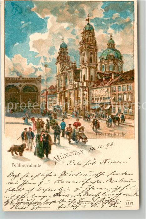 Muenchen Bayern Feldherrnhalle Theatinerkirche K?nstlerkarte