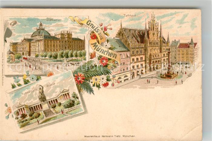 Muenchen Bayern Ruhmeshalle Bavaria Justizpalast Rathaus