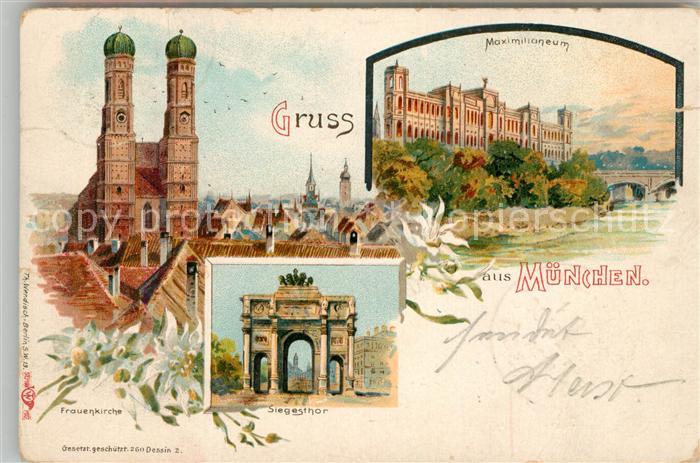 Muenchen Bayern Maximilianeum Frauenkirche Siegestor