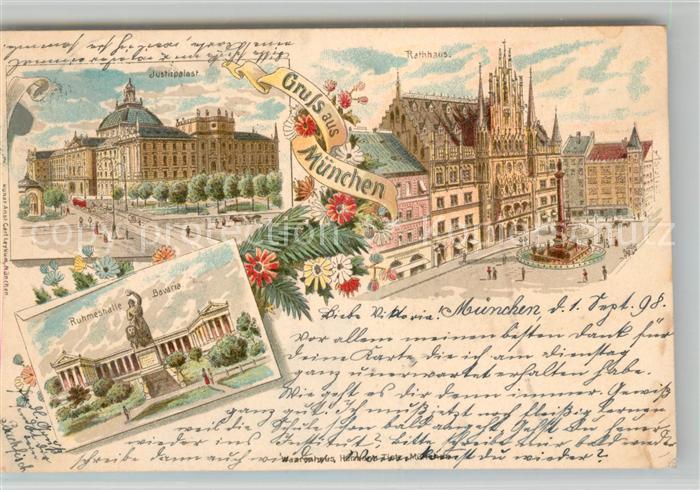 Muenchen Bayern Ruhmeshalle Bavaria Justizpalast Rathaus