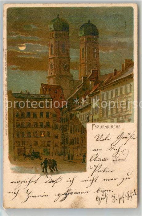 Muenchen Bayern Frauenkirche Mondschein