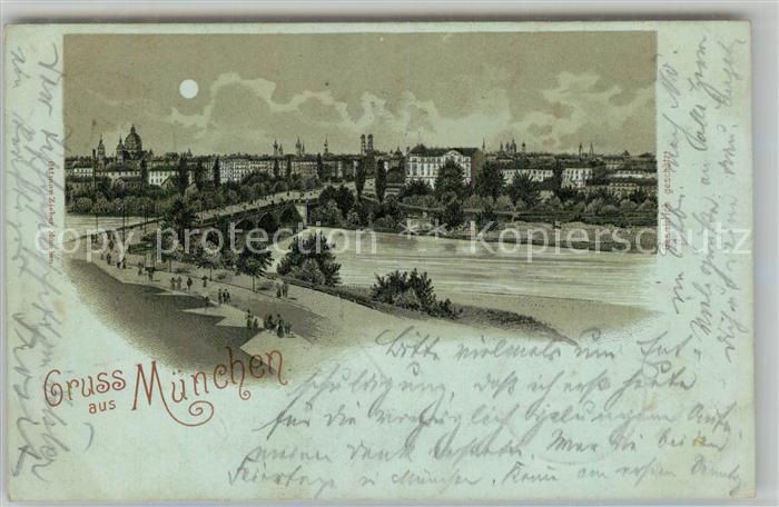 Muenchen Bayern Bruecke Mondschein