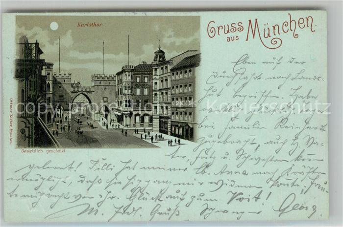 Muenchen Bayern Karlstor Mondschein