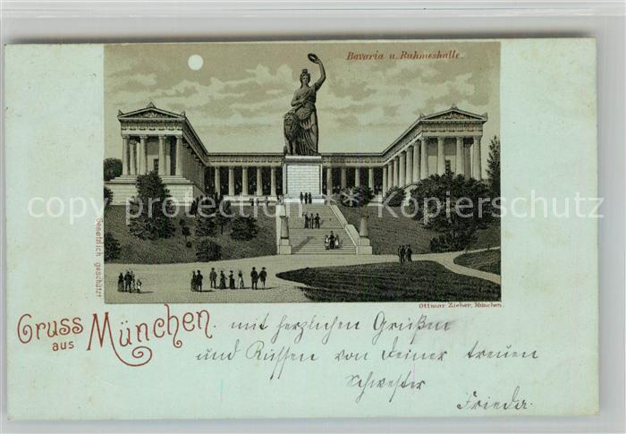 Muenchen Bayern Bavaria Ruhmeshalle Mondschein