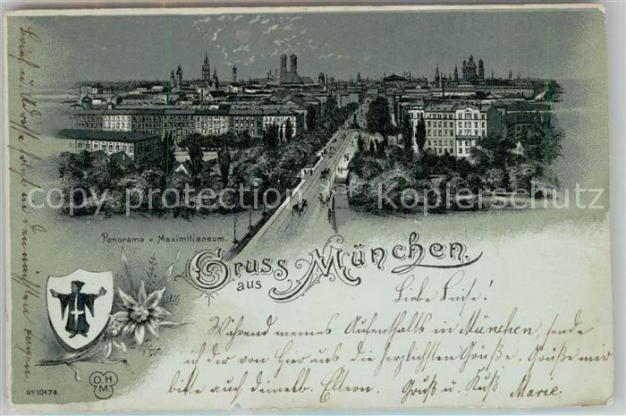 Muenchen Bayern Panorama vom Maximilianeum Frauenkirche