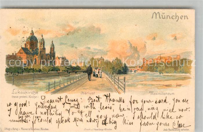 Muenchen Bayern Maximilianeum Lukaskirche Isarlust