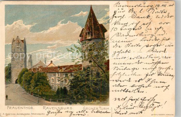 Ravensburg Wuerttemberg Frauentor Gruener Turm