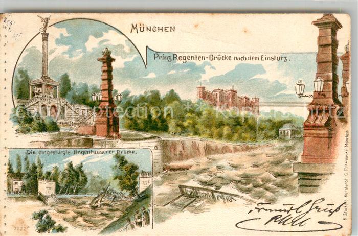 Muenchen Bayern Prinz Regenten Bruecke nach Einsturz Bogenhausener Bruecke