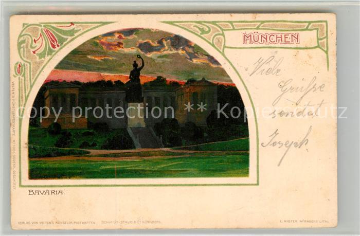 Muenchen Bayern Bavaria Ruhmeshalle Kuenstlerkarte
