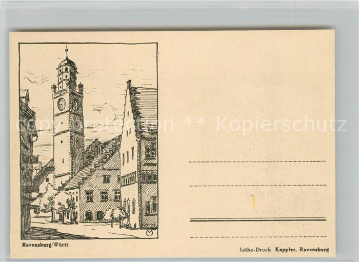 Ravensburg Wuerttemberg Panorama Kuenstlerkarte