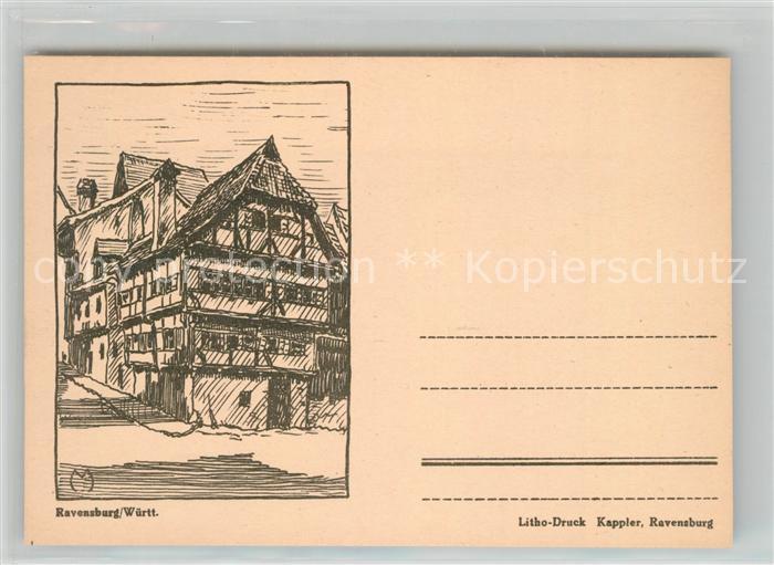 Ravensburg Wuerttemberg Federzeichnung