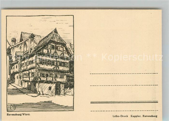 Ravensburg Wuerttemberg Fachwerkhaus Federzeichnung