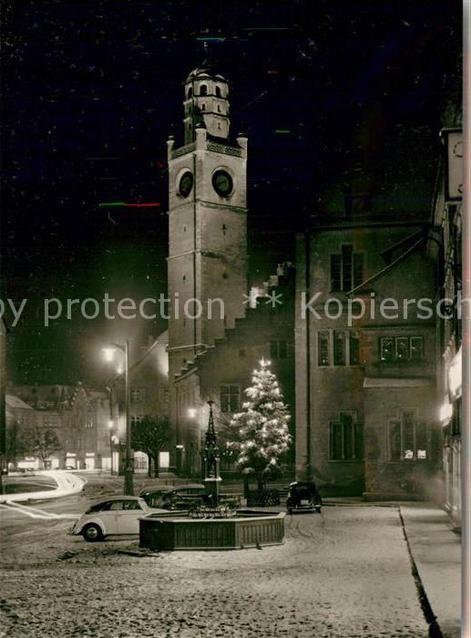Ravensburg Wuerttemberg Marienplatz Rathaus Blaeserturm Weihnachtsbeleuchtung