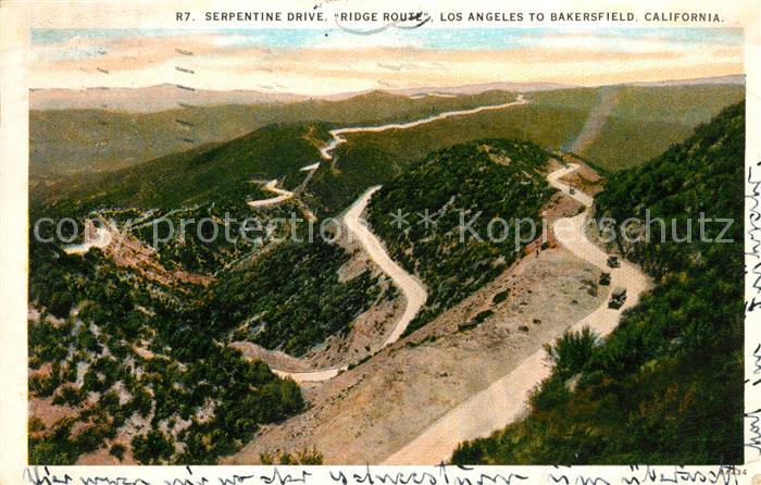 Bakersfield California Serpentine Drive Ridge Route Los Angeles to Bakersfield