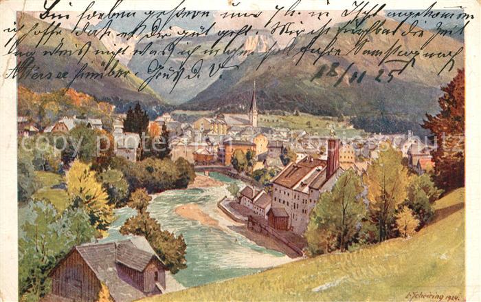 Bad Ischl Salzkammergut Panorama Kuenstlerkarte