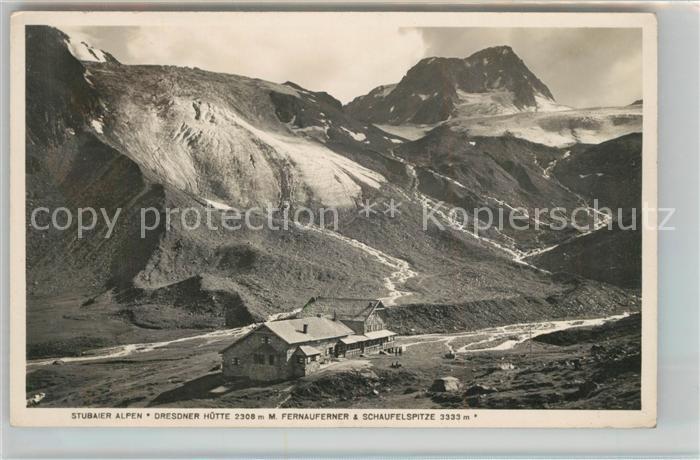 Dresdnerhuette Stubaier Alpen mit Fernauferner und Schaufelspitze