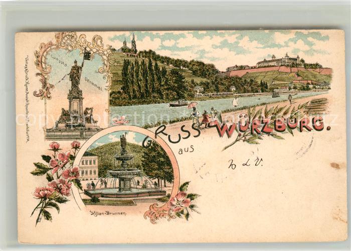 WueRZBURG Bayern Luitpold Denkmal Kilian Brunnen