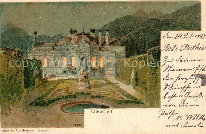 Muenchen Bayern Schloss Linderhof Kuenstlerkarte
