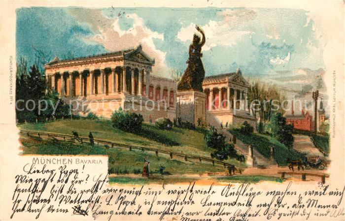 Muenchen Bayern Bavaria Ruhmeshalle Kuenstlerkarte
