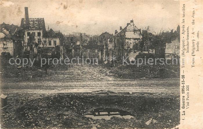 Ypern Ypres Apres le bombardement Grande Guerre Truemmer 1. Weltkrieg
