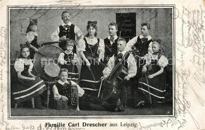 LEIPZIG Sachsen Familie Carl Drescher Gruppenbild Musikinstrumente
