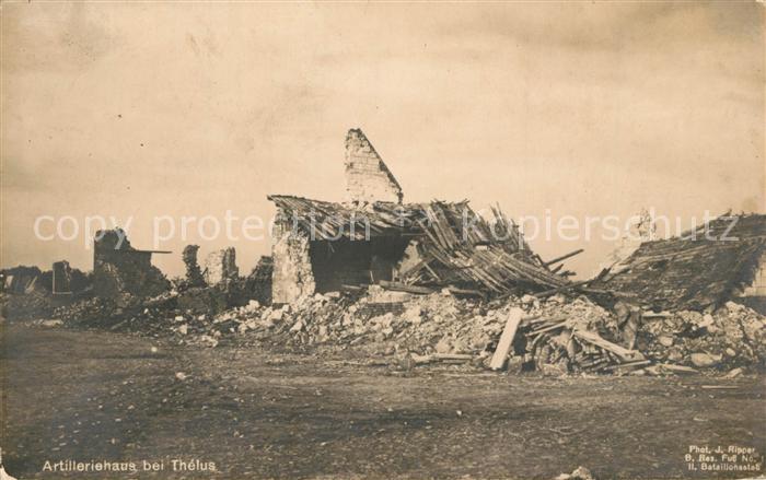 Thelus Artilleriehaus Truemmer 1. Weltkrieg