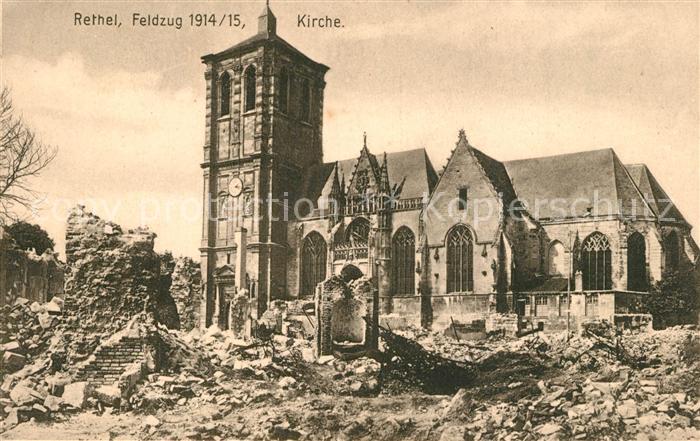 Rethel Ardennes Feldzug 1914-15 Kirche Truemmer Kriegsschauplatz 1. Weltkrieg