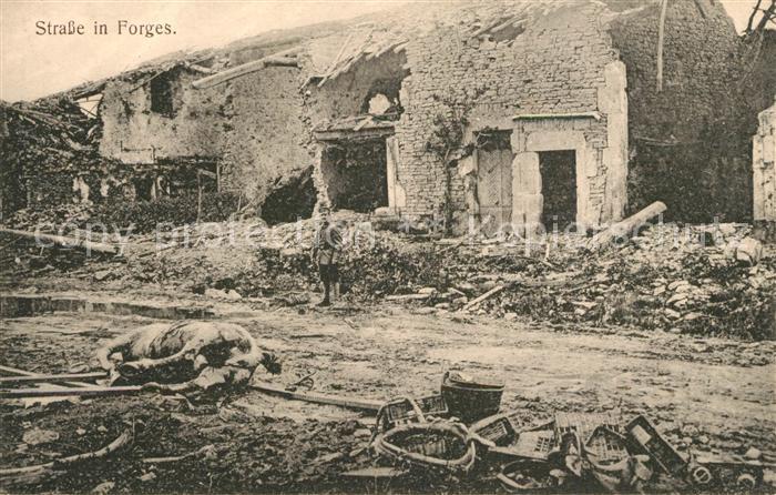 Forges de Laval Dieu Les Zerstoerte Strasse Truemmer 1. Weltkrieg
