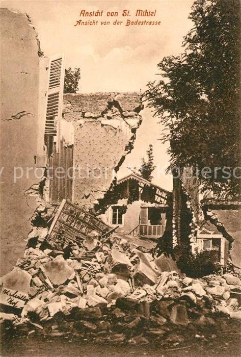 Saint-Mihiel Zerstörte Badestrasse Trümmer Kriegssch