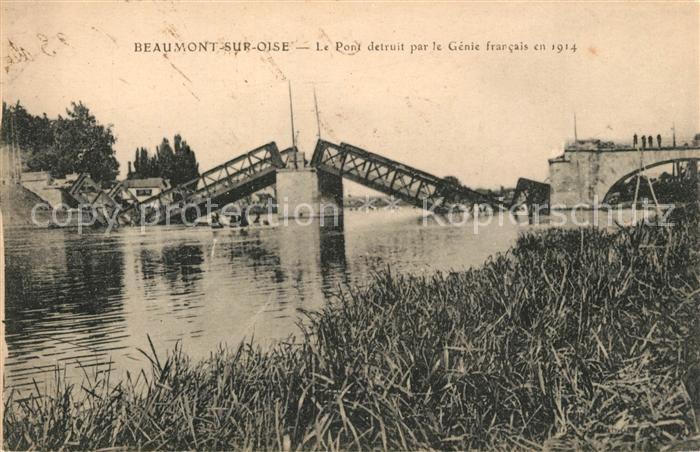 Beaumont-sur-Oise Pont détruit par le Genie francais en 1914 Zerstoerte Bruecke
