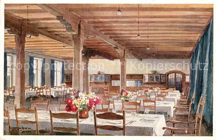 Elmau Schloss Elmau Speisesaal Kuenstlerkarte