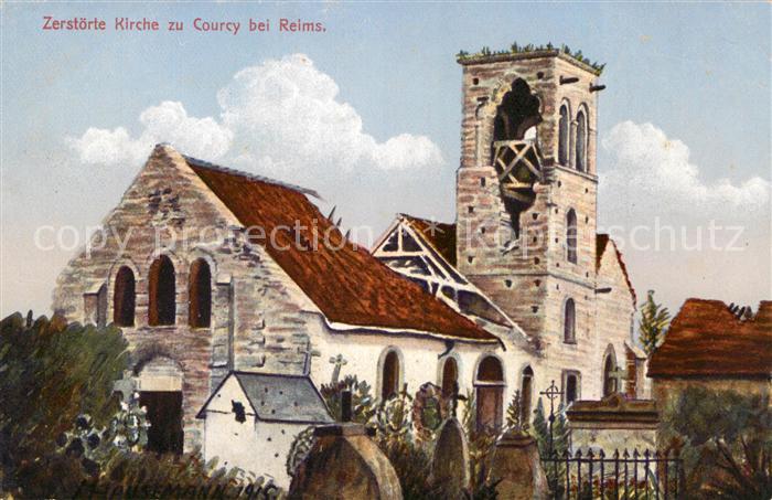 Courcy Marne Zerstoerte Kirche Ruinen Truemmer 1. Weltkrieg